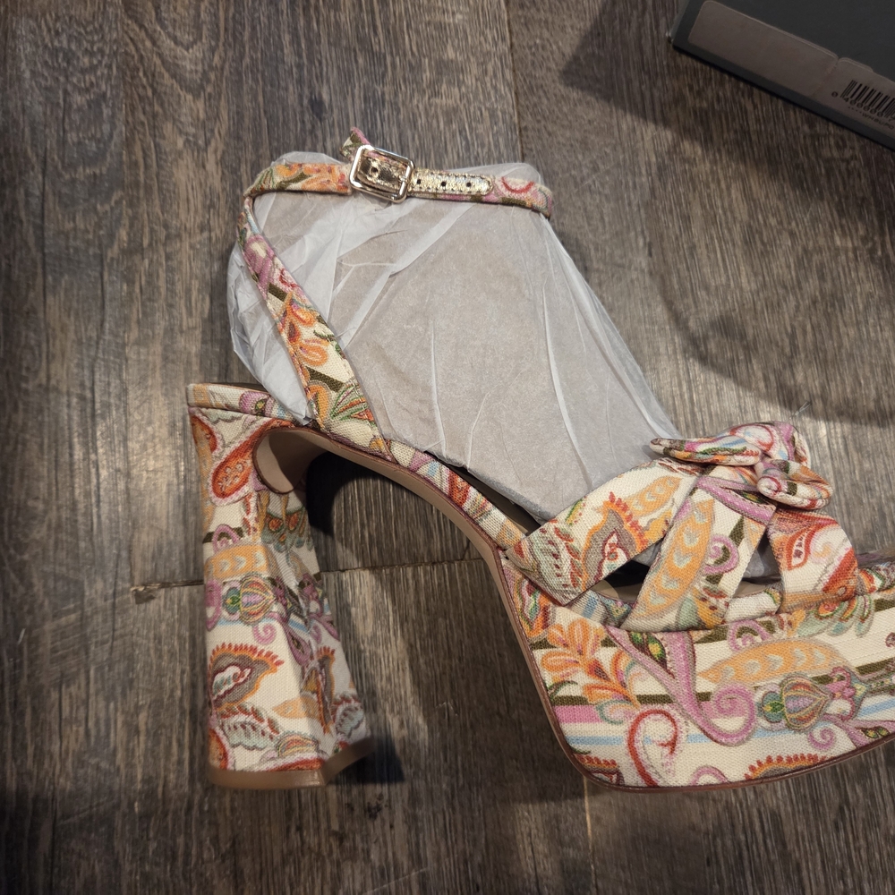 ANTONIO MELANI Bindi Linen Bow Platform Heels